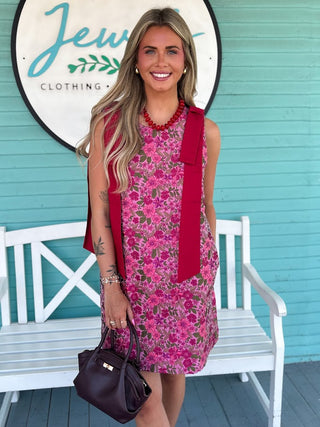 The Presley Floral Dress-Wine