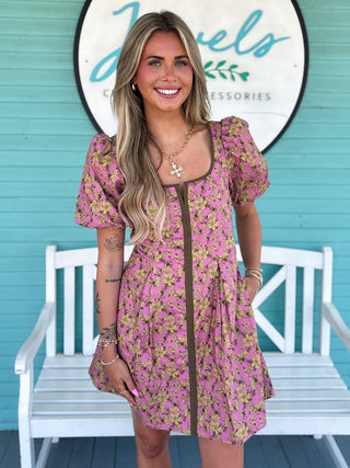 The Bronwyn Floral Dress-Pink