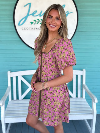 The Bronwyn Floral Dress-Pink