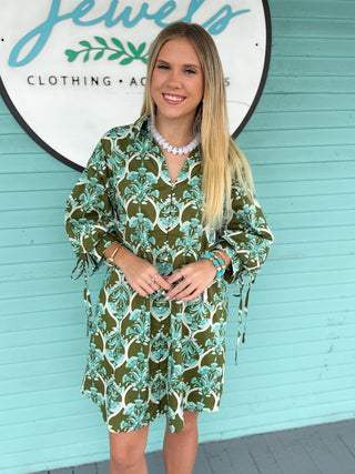 The Chelly Printed Dress-Olive
