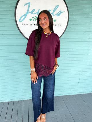 The Sandoval Lace Top-Burgundy