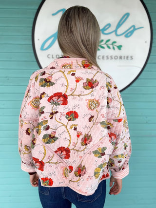 The Rylie Floral Velvet Jacket-Sand