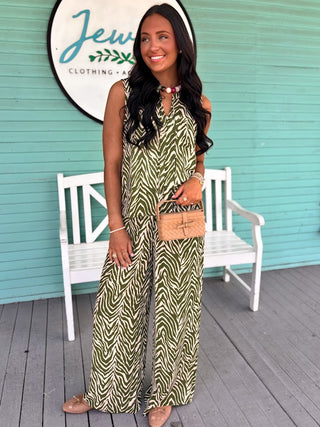 The Haley Zebra Set-Olive
