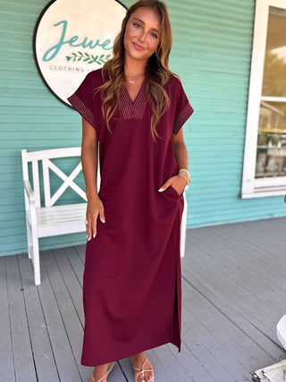 The Einis Soft Midi Dress-Maroon