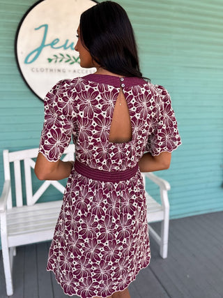The Atlas Eyelet Dress-Wine