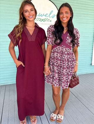 The Atlas Eyelet Dress-Wine