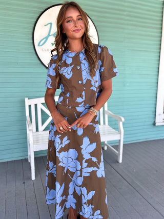 The Isabella Flower 2 Piece Set-Mocha