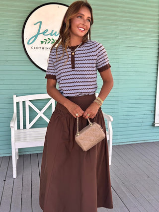 The Gigi ZigZag Sweater Top-Blue