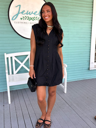 The Jenna Button Dress-Black