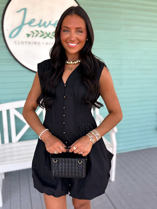 The Jenna Button Dress-Black