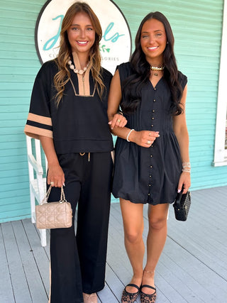 The Jenna Button Dress-Black
