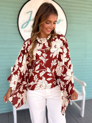 The Reece Printed Top-Burgundy