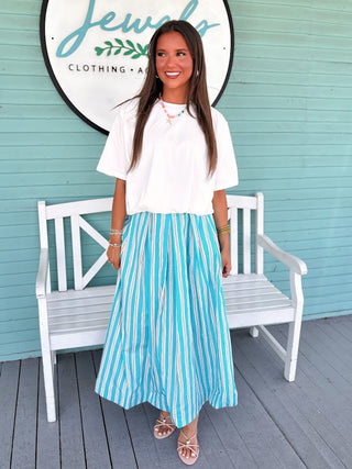 The Sheryl Striped Skirt-Blue