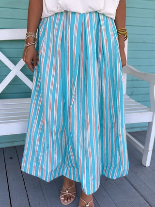 The Sheryl Striped Skirt-Blue