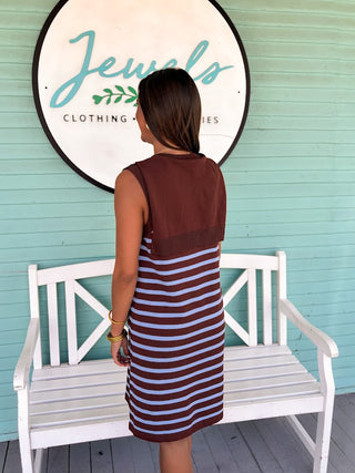 The Carson Stripe Dress-Chocolate