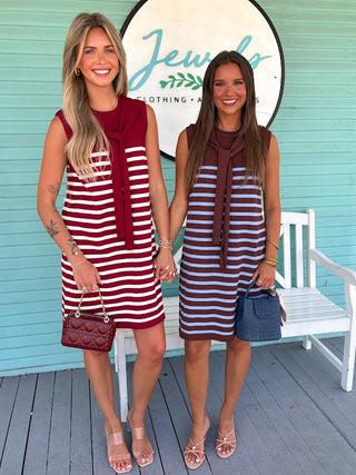 The Carson Stripe Dress-Chocolate