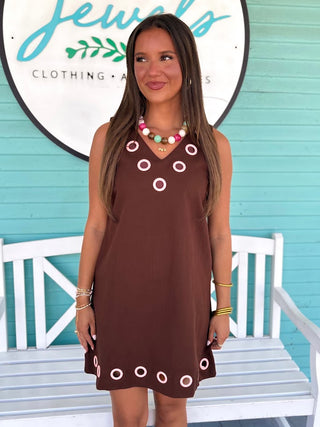 The Clarissa Gromet Dress-Brown