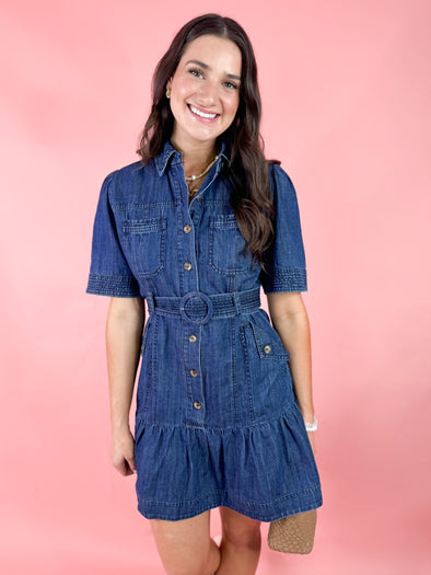 The Cathy Button Dress-Denim