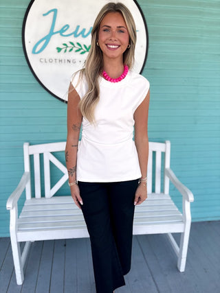The Reece Gathered Top-White