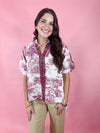 burgundy toile print top 
