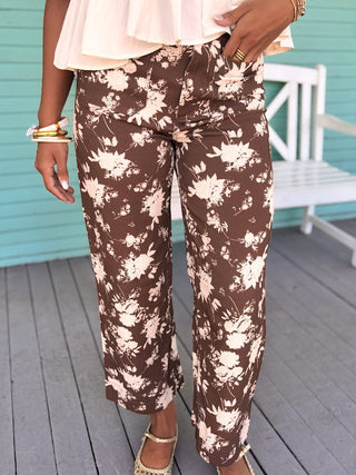 The Ian Floral Pants-Brown