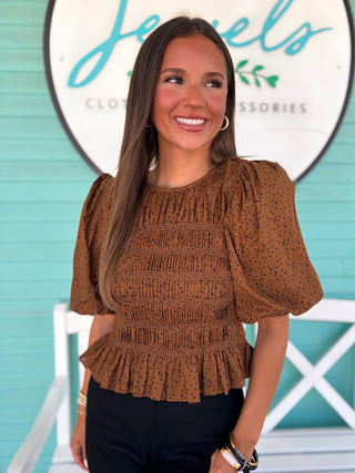 The Shylo Dot Top-Toffee