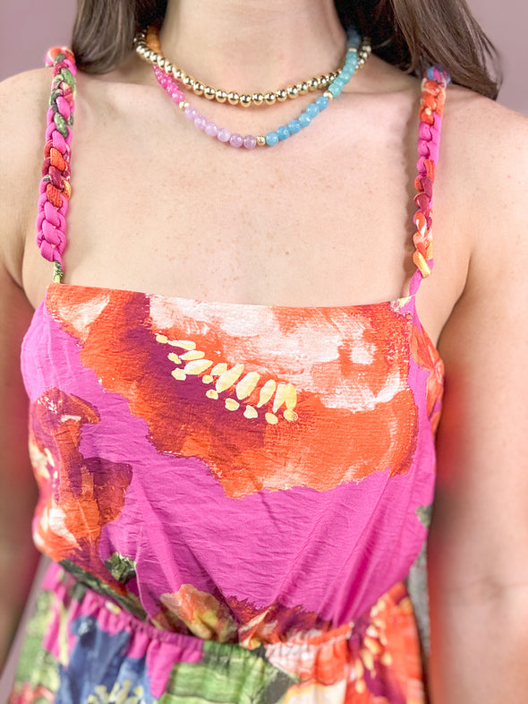 The Tropics Flora Midi Dress-Magenta
