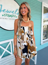 The Flounce Romper- Taupe Black