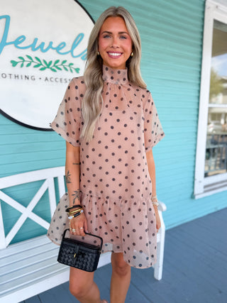 The Polly Poka Dot Dress- ECRU