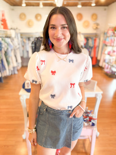 (THML)The Bella Bow Top-White