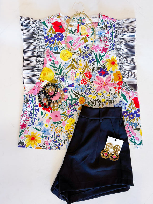 The Denise Floral Top-White