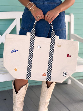 The Gameday Embroidered Tote-Black