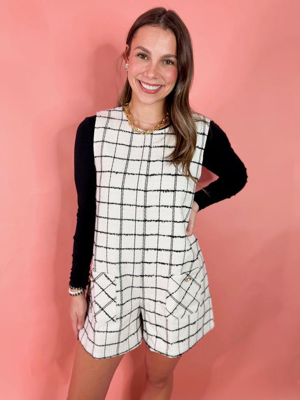 (J. Marie) The Stassie Striped Romper-White