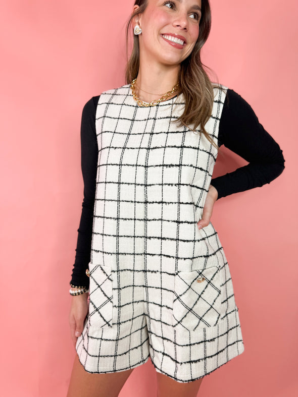 (J. Marie) The Stassie Striped Romper-White