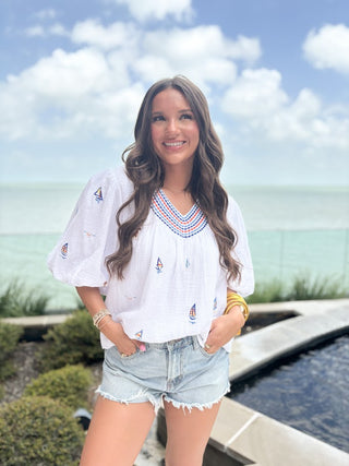 (THML) The Daniella Icon Printed Top-White