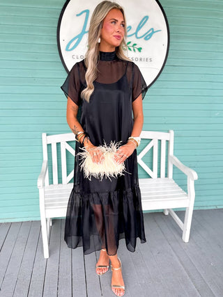 The Yorke Chiffon Mid Dress-Black