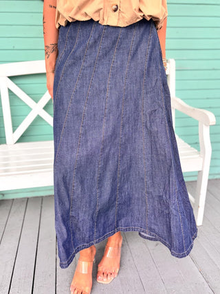 The Shay Midi Skirt-Denim