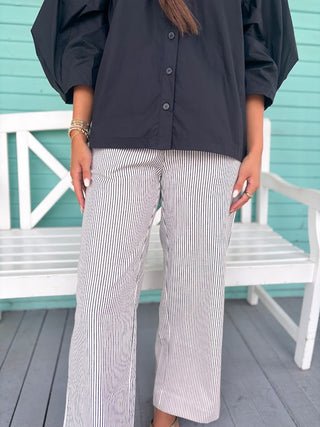 The Paula Stripe Pants-Black