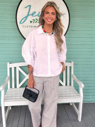 The Jen Poplin Top-White