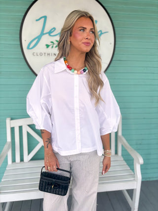 The Jen Poplin Top-White