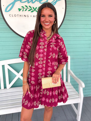 (J.Marie) The Athena Puff Sleeve Dress-Wine