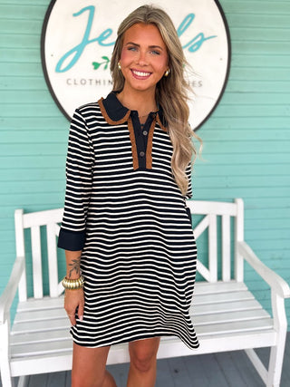 The Holden Stripe Dress-Black