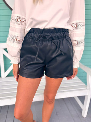 The Coltan Leather Shorts-Black