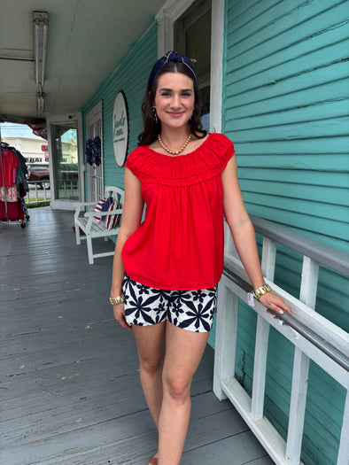 (THML) The Joshie Smocked Tank-Red