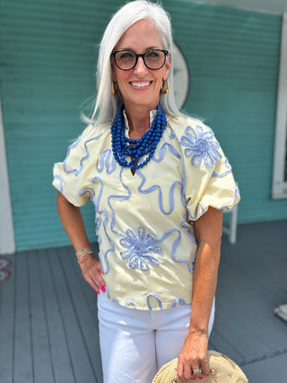 (THML) The Lorne Ribbon Top-Yellow