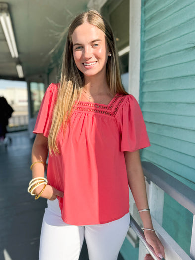 The Heidi Flowy Top-Coral