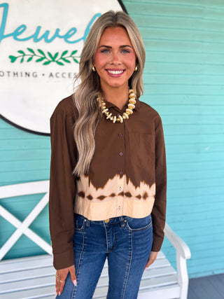 The Taupe Tie-Dye Top-Brown