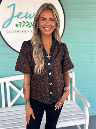 (THML) The Ana Printed Top-Brown