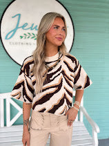 The Zebra Crew Top- Oatmeal