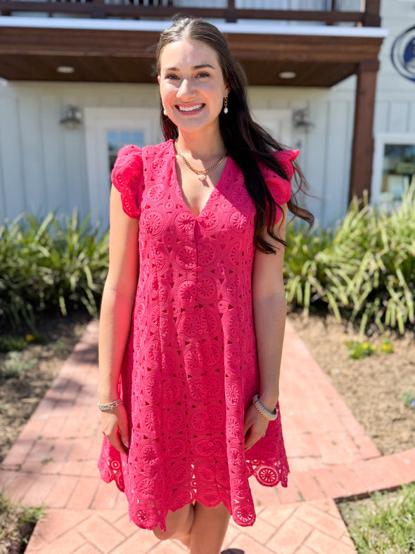 The Rassie Crochet Dress-Raspberry